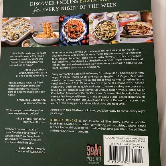 The Vegan Pasta Cookbook NWT - Picture 3 of 3